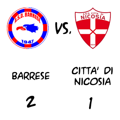 Calcio, in Prima Categoria Barrese-Città di Nicosia 2-1