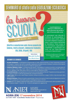 Agira, il Presidente Nazionale ANIEF prof. Marcello Pacifico commenta 'La buona scuola'