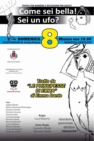 Troina, festa della donna: domani in scena lo spettacolo teatrale ‘’Come sei bella ! Sei un ufo ?’’