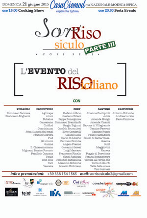 Torna SorRiso siculo, la festa dedicata al riso siciliano, domenica 21 giugno a Casa CioMod, Modica