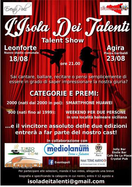 A Leonforte ed Agira il talent show ''L'isola dei talenti''