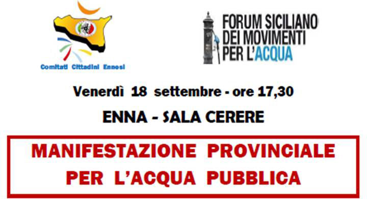 Enna, manifestazione provinciale per l’acqua pubblica