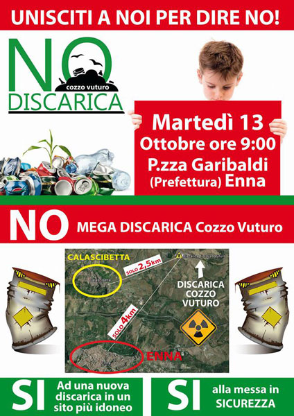 Enna, il M5S ha organizzato il 13 ottobre una manifestazione contro la discarica di Cozzo Vuturo