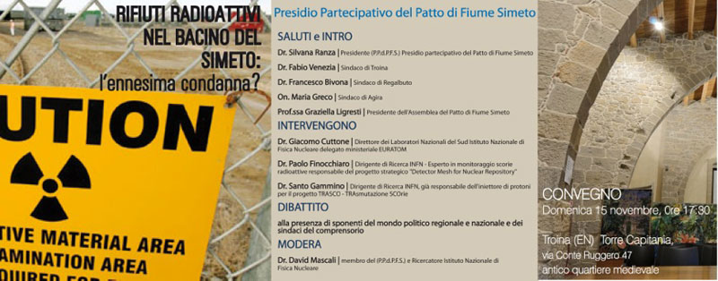 Troina, il 15 novembre convegno sui rifiuti radioattivi nel bacino del fiume Simeto