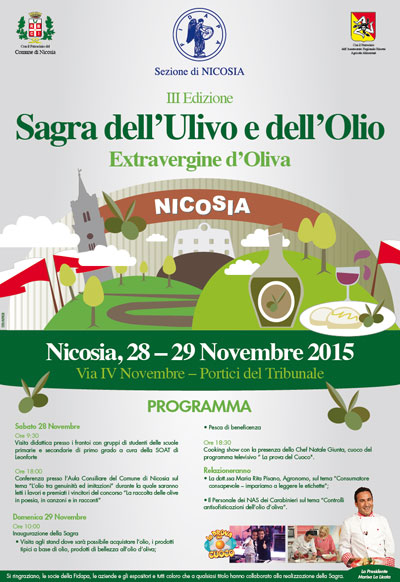 Nicosia, il 28 e 29 novembre la terza sagra dell’ulivo e dell’olio