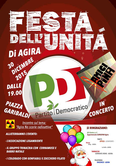 Agira, giorno 30 dicembre ‘’Festa dell’Unità’’