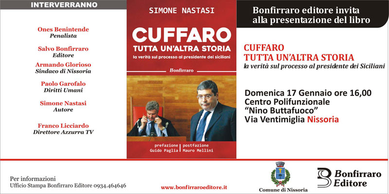 Nissoria, il 17 gennaio presentazione del libro ‘’Cuffaro tutta un’altra storia’’