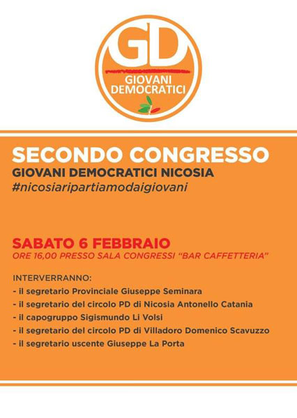 Nicosia, sabato 6 febbraio il secondo congresso dei Giovani Democratici