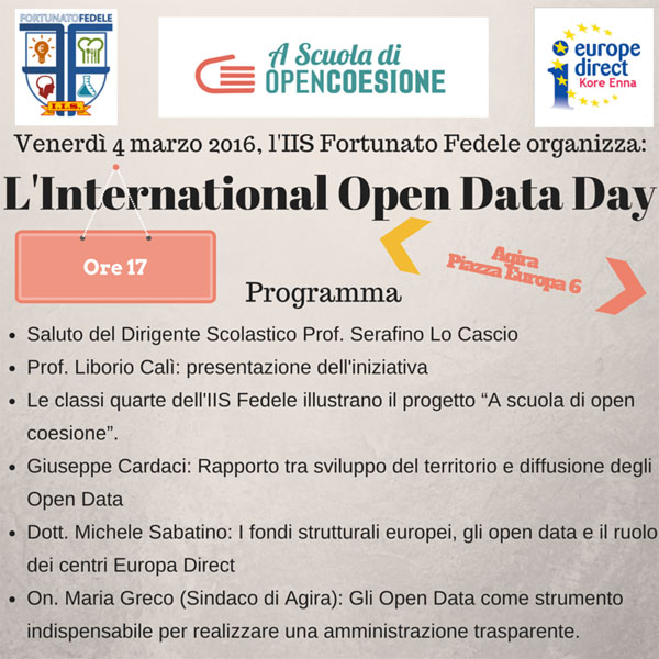 Agira, l'IIS Fortunato Fedele organizza l'International Open Data Day