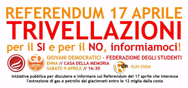 Enna, SI – NO – Forse: dibattito sul referendum organizzato dai GD della provincia