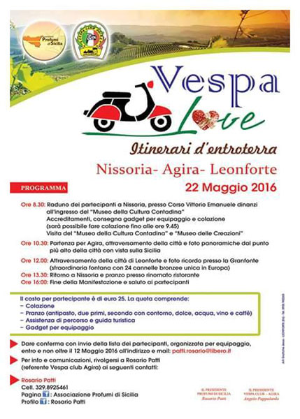 Agira-Leonforte-Nissoria, il 22 maggio prenderà il via il ‘’Vespa Love’’