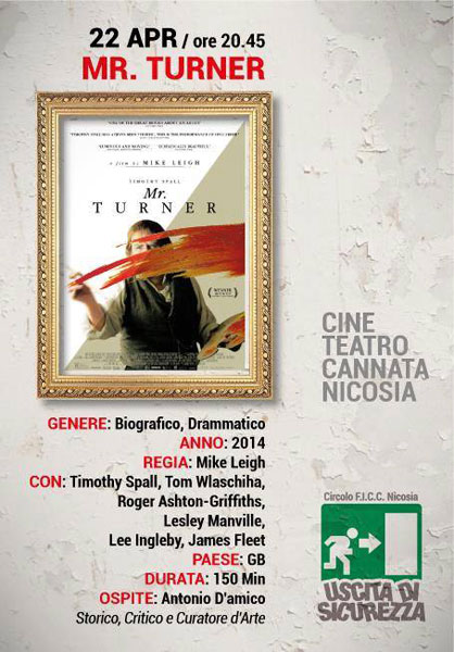 Nicosia, per il Cineforum 2016 verrà proiettato il film Mr. Turner