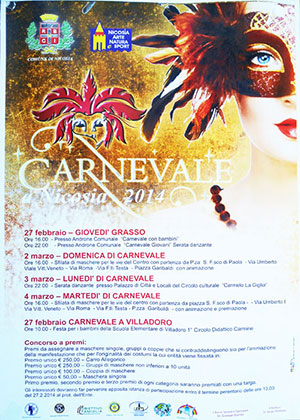 Nicosia, il calendario per il Carnevale 2014    20/02/2014