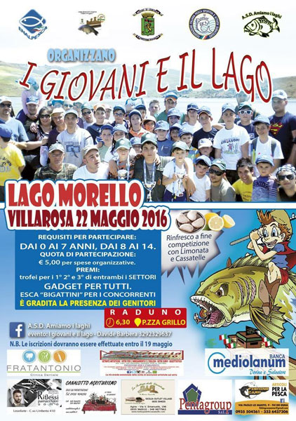 ‘’I giovani e il lago’’, prevista per domenica 22 maggio a Villarosa un'importante manifestazione di pesca al colpo