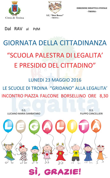 Troina, indetta per lunedì 23 maggio la giornata della legalità