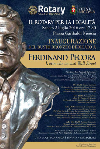 Nicosia, tutto pronto per l’inaugurazione del busto in onore di Ferdinand Pecora