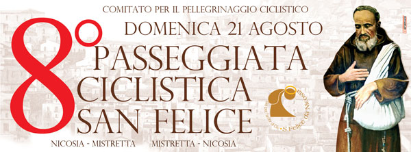 Nicosia, domenica 21 agosto la VIII edizione della Passeggiata Ciclistica San Felice