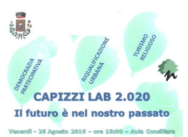 Venerdì 26 agosto convegno ‘’Capizzi Lab 2.020‘’