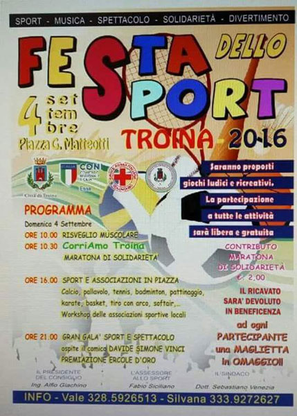 Troina, domenica 4 settembre la terza edizione della festa dello sport