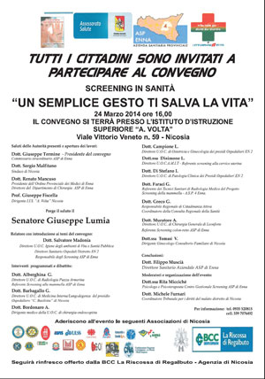 Nicosia, il 24 marzo convegno 'Un semplice gesto ti salva la vita'