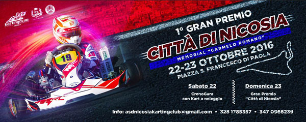 Il 22 e 23 ottobre il 1° Gran Premio Città di Nicosia di karting