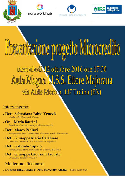 Troina, al via il ‘’Progetto Microcredito’’