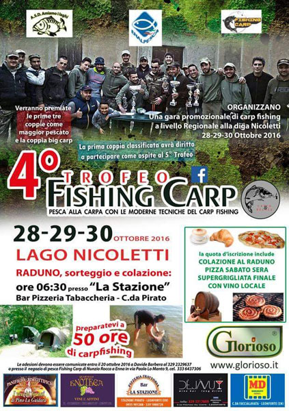 Leonforte, quarto trofeo Fishing Carp previsto per il 28, 29 e 30 ottobre