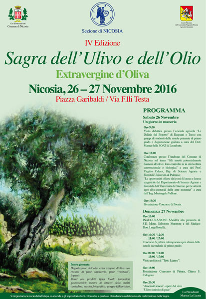 Nicosia, presentazione della IV Edizione Sagra dell’olio extravergine di oliva e dell’ulivo