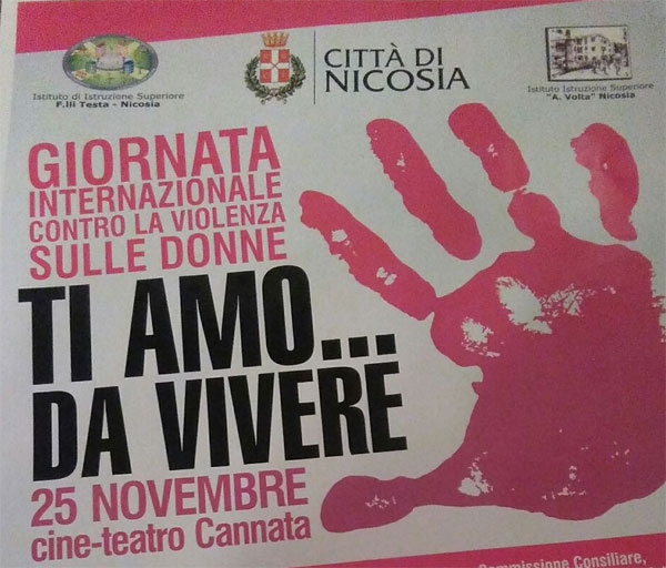 Nicosia, il 25 novembre giornata internazionale contro la violenza sulle donne al cine-teatro Cannata