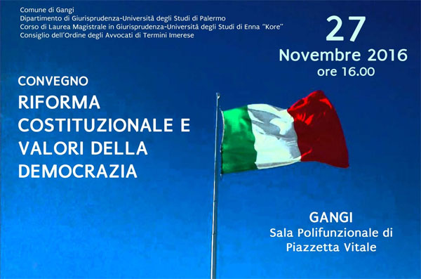 Gangi, il 27 novembre incontro su riforma costituzionale e valore della democrazia