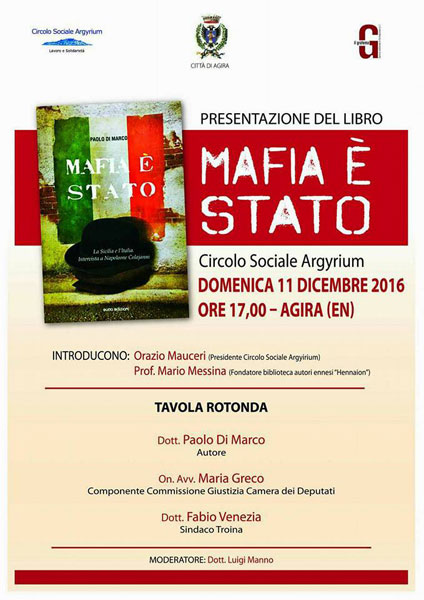 Agira, l’11 dicembre verrà presentato l’ultimo libro del giornalista Paolo Di Marco