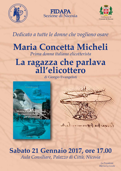 Il 21 gennaio Maria Concetta Micheli ospite a Nicosia per presentare il libro ‘’La ragazza che parlava all’elicottero’’