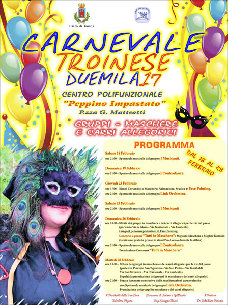 Al via il carnevale troinese 2017