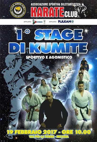 Nicosia, domenica 19 febbraio si terrà il primo stage di kumite