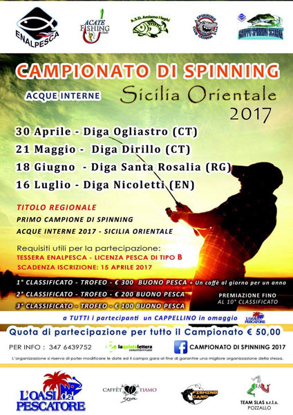 Novità assoluta nel mondo della pesca regionale: campionato di spinning della Sicilia orientale 2017