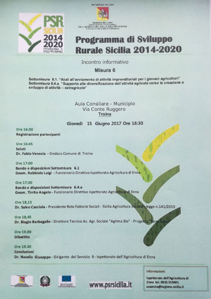 Troina, incontro formativo sul Programma di Sviluppo Rurale Sicilia 2014-2020