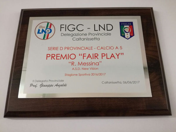 Alla New Vision di Nicosia il premio fair play per la stagione appena conclusa nel calcio a 5