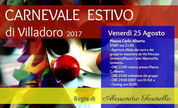 Villadoro, il 25 agosto si svolgerà il Carnevale estivo