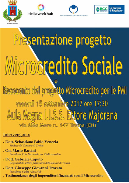 Troina, presentazione progetto ‘’Microcredito sociale’’