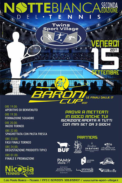 Il 15 settembre a Nicosia la ‘’Notte Bianca del tennis”