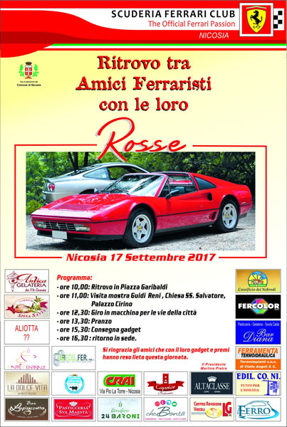 Raduno delle Ferrari a Nicosia domenica 17 settembre