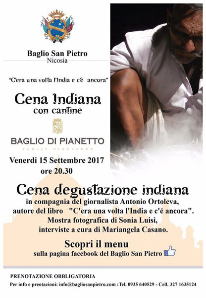 Nicosia, questa sera al Baglio San Pietro ‘’Cena indiana’’ con il giornalista Antonio Ortoleva