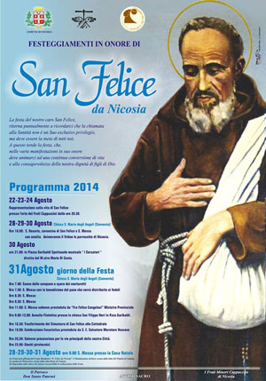 Il programma dei festeggiamenti in onore di San Felice da Nicosia