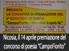 Nicosia, il 14 aprile premiazione del concorso di poesia ''CampoFiorito - Memorial Angelo M.''