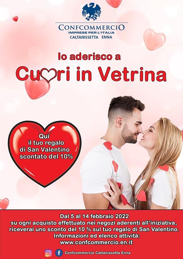 Vetrofania San Valentino cuori e innamorati